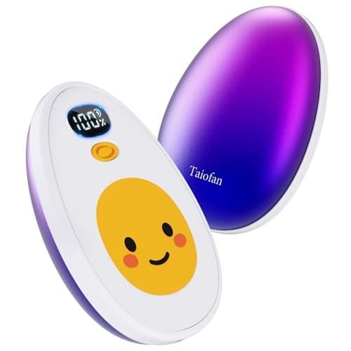 Taiofan Hand Warmers Rechargeable, 2 Pack Cute Egg Design, LED Display, 4 Levels Fast Heating Magnetic Electric Hand Warmers, Portable Pocket Heater Gifts for Women Men Outdoor Camping Hunting Golf