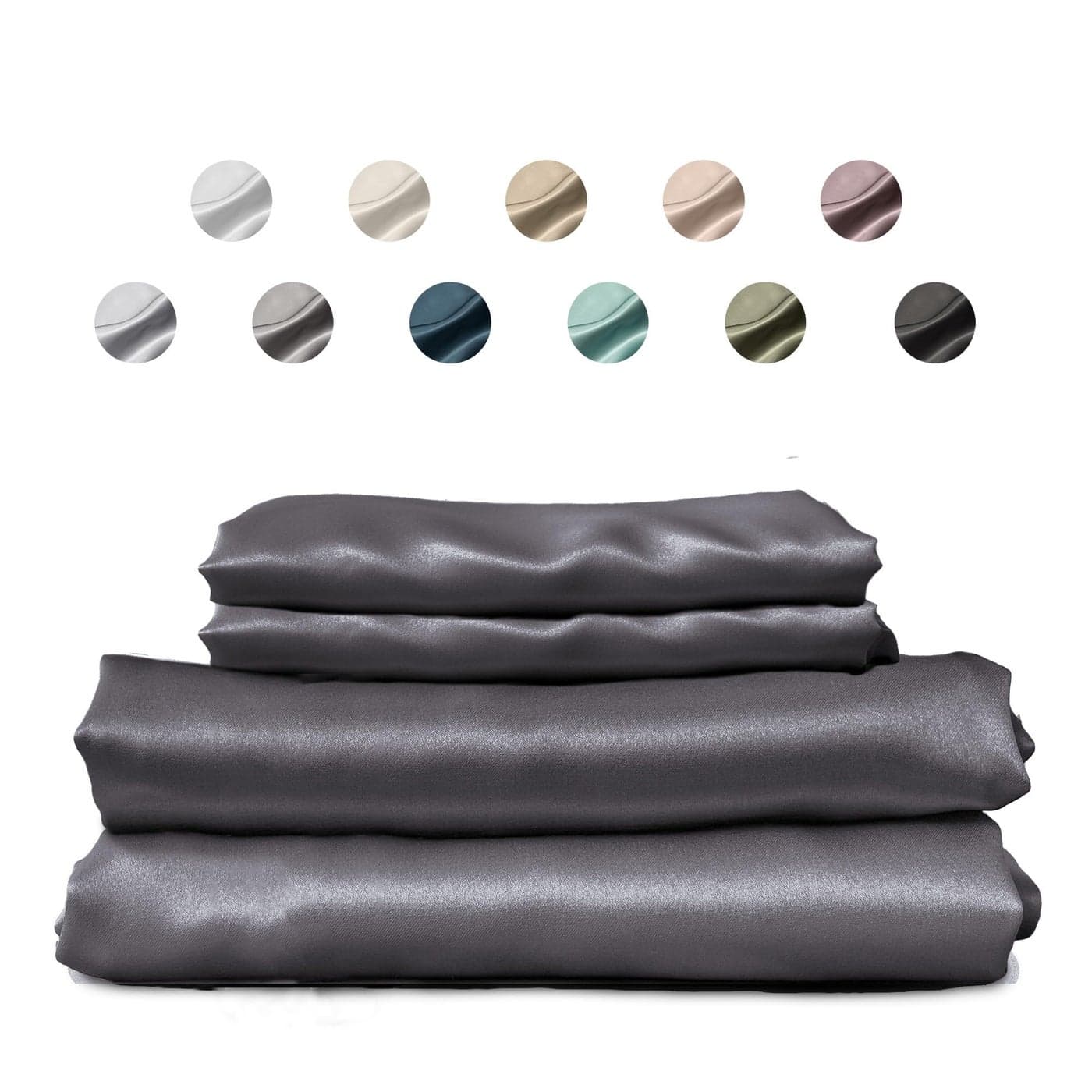 Colorado Home Co SUNDAYSILKS 100 Mulberry Silk Bed Sheets King Size 4PC Set Luxury Organic Real Silk Sheets Set Charcoal Essence