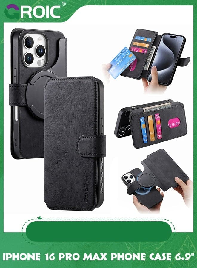 iPhone 16 Pro Max Case,Magnetic Magsafe case for iPhone 16 Pro Max, iPhone 16 Pro Max Wallet Case with Card Holder,iPhone 16 Pro Max Phone Cover,Leather Flip Folio Case for iPhone 16 Pro Max 6.9''
