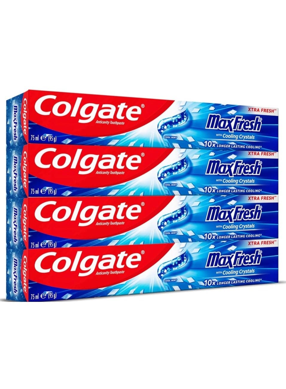 Colgate Toothpaste Max Fresh Cool Mint Toothpaste, With Cooling Crystals, 4x75ml, 4 Pack