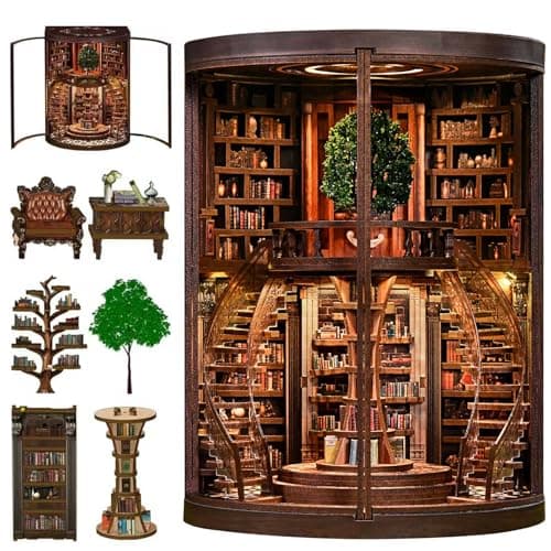 Book NookDIY Miniature Book Nook Kit for Adults and Teens3D Wooden Tiny House for Family and FriendsBookshelf Dollhouse Decor in HalloweenChristmas