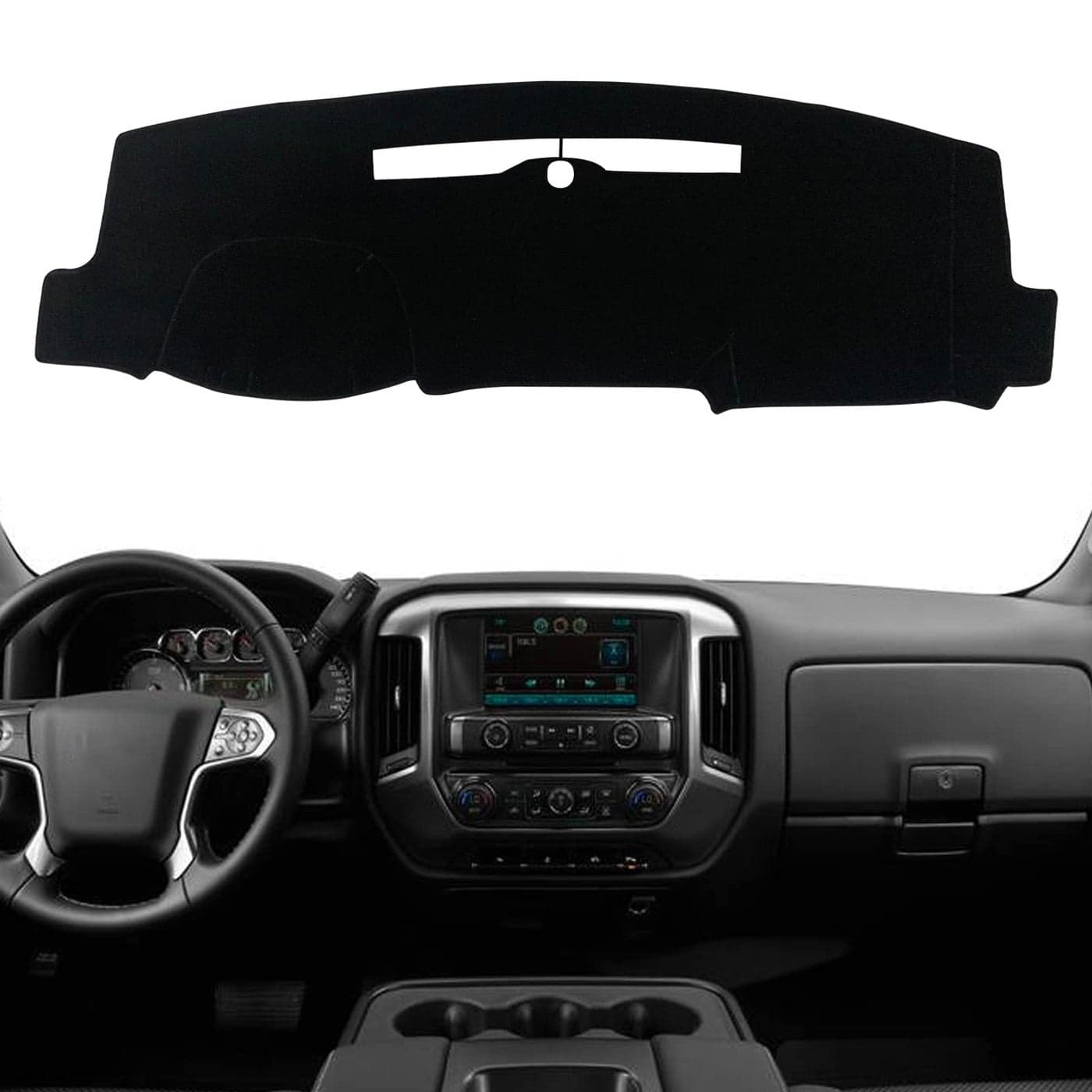 KEEGTBOX Dash Mat Cover Custom for 20142018 GMC Sierra Chevy Silverado 1500 Compatible with 20152018 GMC Sierra Pickup Chevy Silverado 2500HD 3500HD Accessories Silverado Embroidery Black Rim
