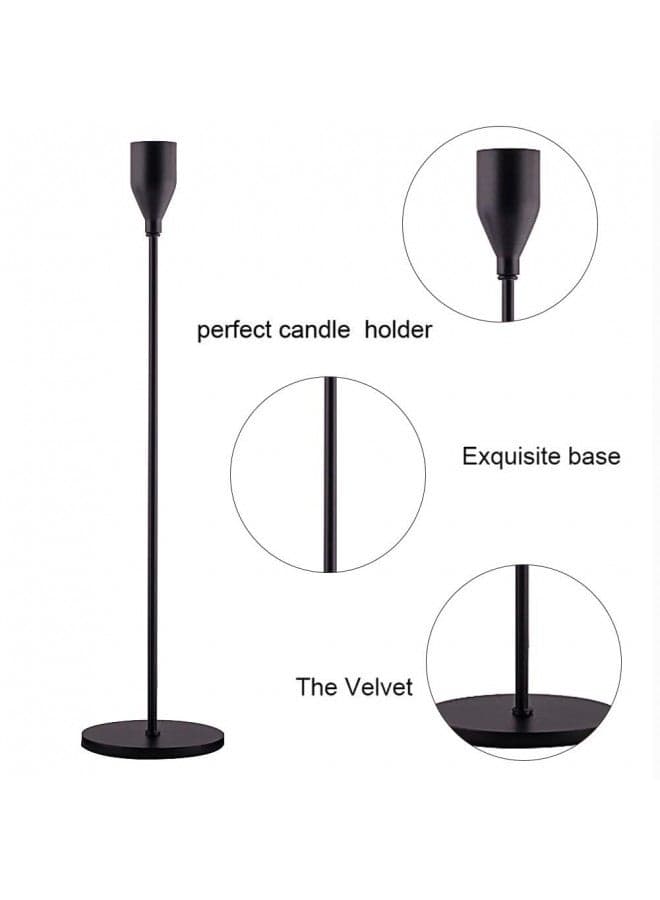 SUJUN Matte Black Candle Holders Set of 3 for Taper Candles, Decorative Candlestick Holder for Wedding, Dinning, Party, Fits 3/4 inch Thick Candle&Led Candles (Metal Candle Stand)