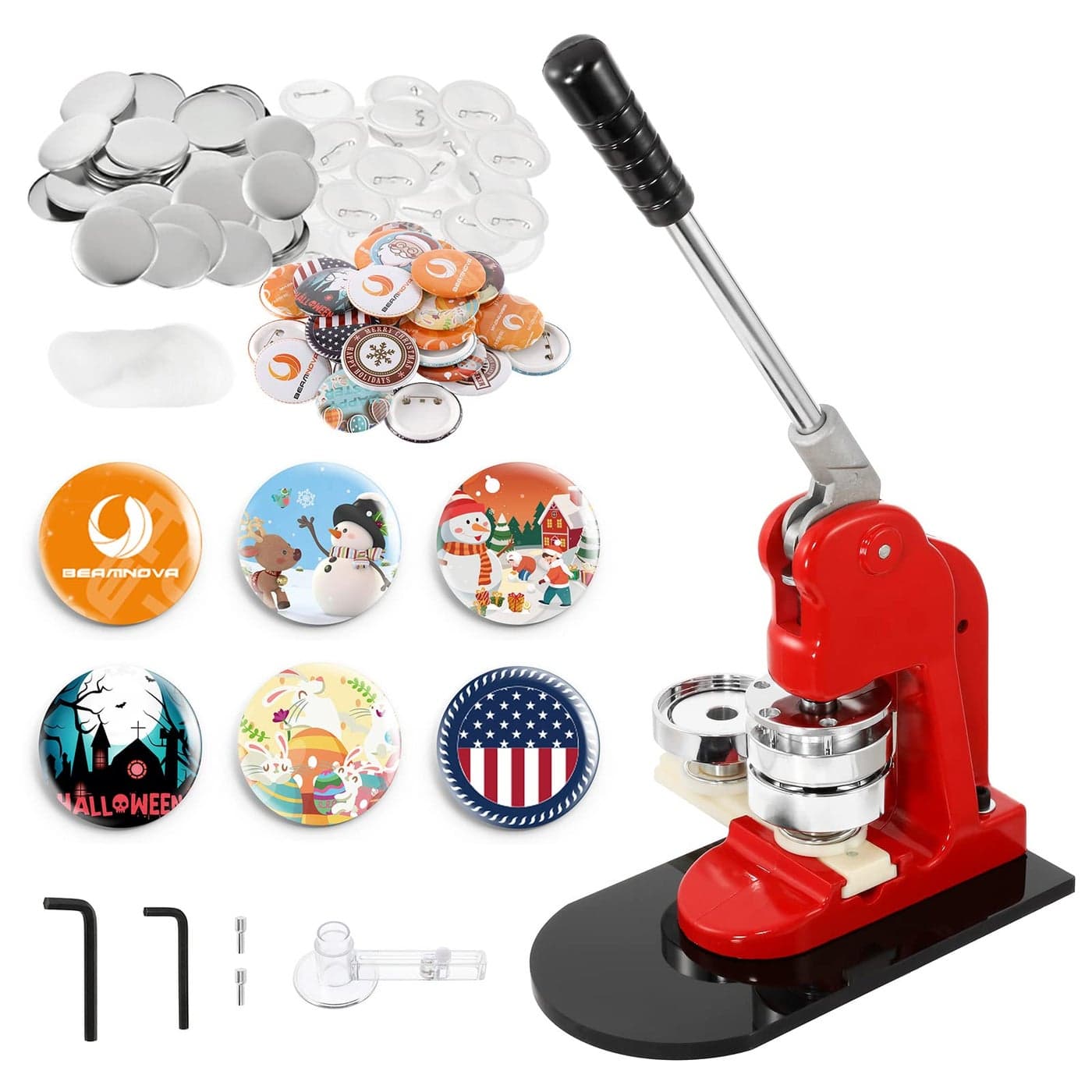 BEAMNOVA Button Maker Machine DIY Round Pin Maker Kit 58mm 228 in About 214 Inch Badge Press Machine with 1000 Button Blanks Parts Supplies