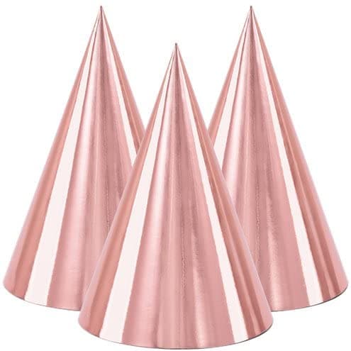 Festiko® Rose Gold Matte Cone Party Hats (18 Pcs), Theme Birthday Supplies, Return Gifts for Kids, Gift Accessories, Party Items, Paper Cone Party Hats/Cap, Party wearables
