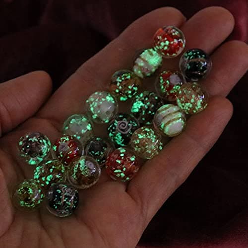 Artsy Crafts 20 Pcs Assorted Glow in The Dark Firefly Beads 12mm European Lampwork Luminous Glass Beads for Jewelry Making Charm Bracelet Necklace Earrings Crafts Red Series 20pcs