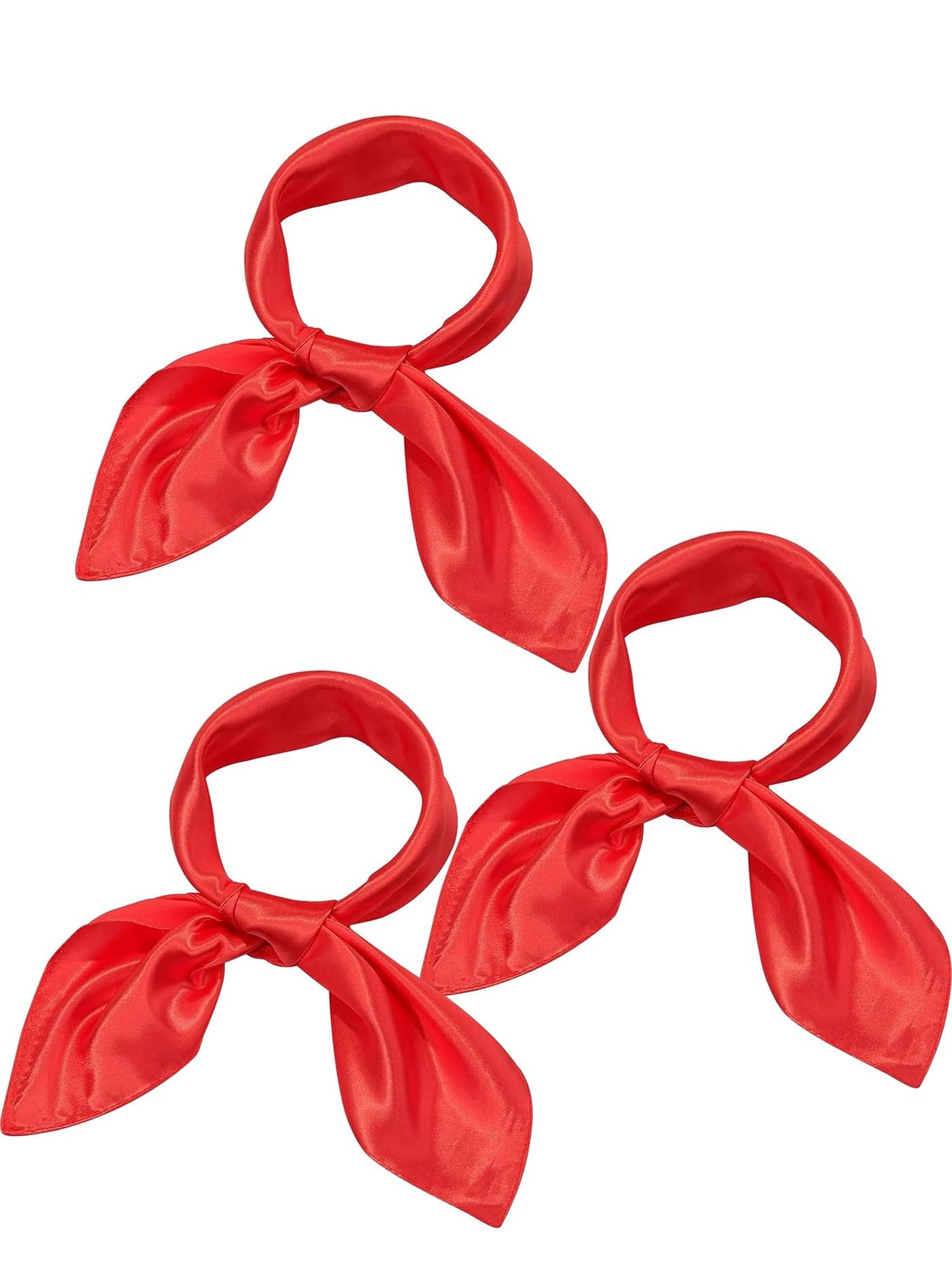 SATINIOR 3 Pcs Neck Scarf Women Silk Chiffon Scarf Square Scarfs Satin Headscarf Neck for Women(23.62 x 23.62 Inches,Red)