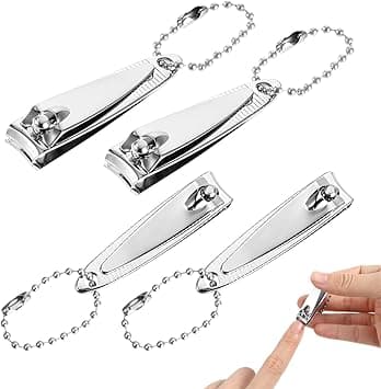 JIYIN 4 Pcs Nail Clipper 2 Mini Nail Clippers Travel Fingernail Clippers with Keychain and Nail File Stainless Steel Nail Cutters Large Small