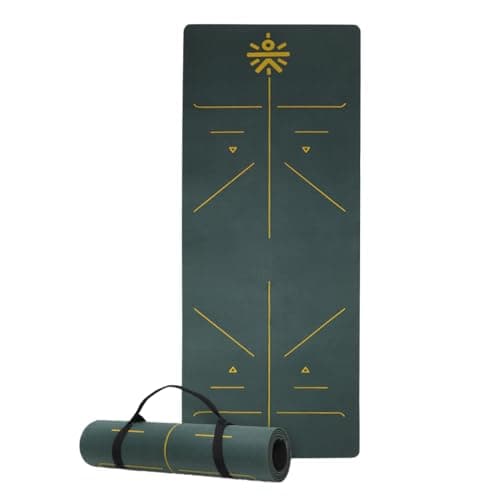 CULT Premium TPE Yoga Mat with Alignment Marks – 6mm Thick Non-Slip Exercise & Pilates Mat for Men & Women, Eco-Friendly, Sweat-Resistant with Carry Strap – Green