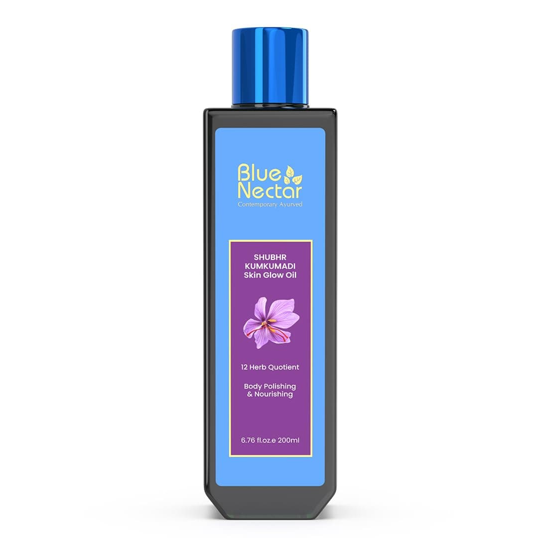 Blue Nectar Kumkumadi Body Oil for Glowing Skin Moisturizing Body Oil for Dry Skin with Relaxing Aroma Plant Based Body Oil for Women Men 12 Herbs 676 fl oz
