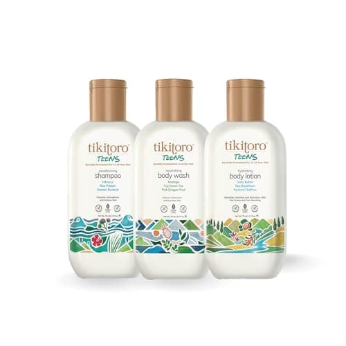 Tikitoro Teens Bath & Body Combo 100% Vegan with Nourishing Body Wash, Conditioning Shampoo, Hydrating Body Lotion, No Parabens & Sulphates, Gift Combo Pack (Age: 11+) (75ml x 3)