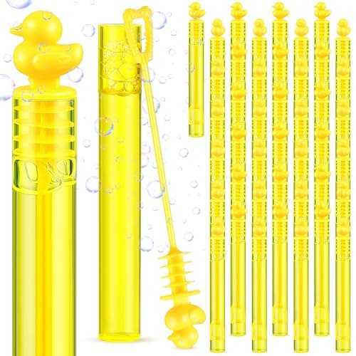 Foilswirl 50 Pcs Duck Bubbles Party Favors for Kids Yellow Duck Mini Bubble Wand Blowing Sticks Bulk for Summer Birthday Party Supplies Bath Time Gifts Carnival Prizes