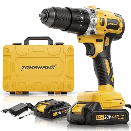 TOMAHAWK® T3626 Brushless Cordless Impact Driver Machine – 13MM Chuck- Multipurpose Hight Torque Drill – Dual Speed Power Drill with Battery & Charger – Cordless with 3 Operation Modes