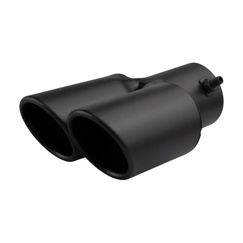 Dual Exhaust Tips, Stainless Steel Double Outlet Car Muffler Tail Tip Exhaust Curved Type Tailpipe Tip 63mm/2.5" Inlet Bolt-on Exhaust Tip Bevel Port (Straight,Matte Black)