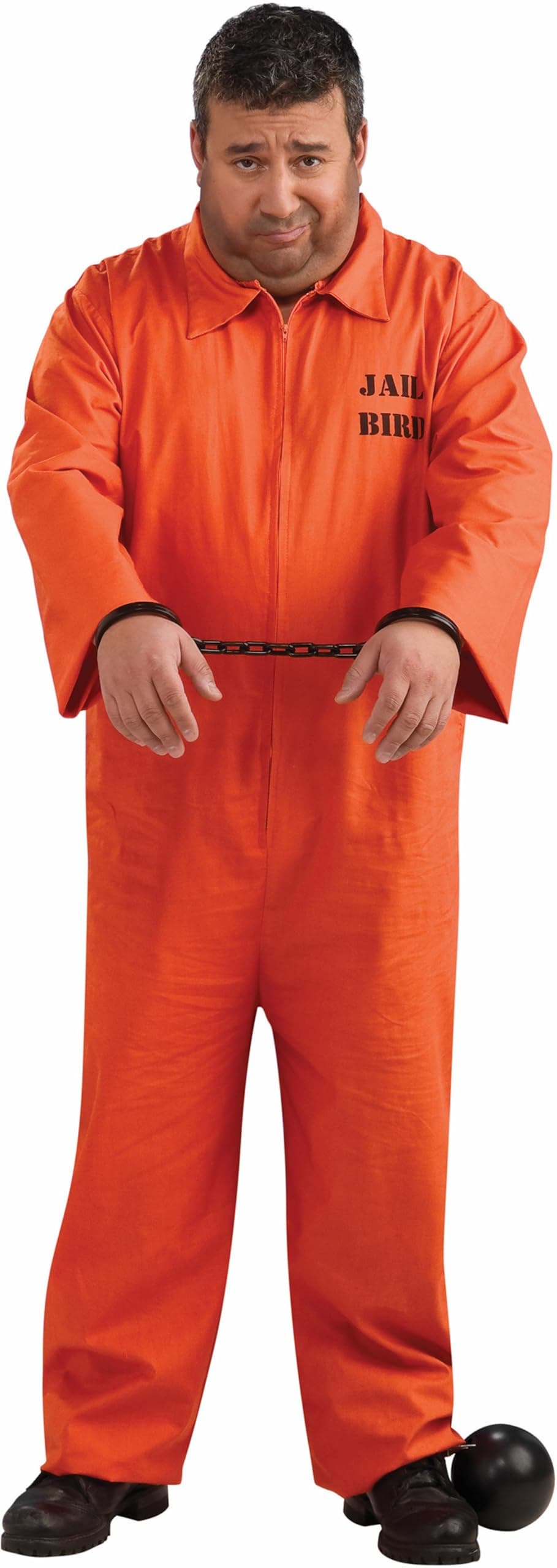 Plus Size Orange Prisoner Jumpsuit Costume, 46 to 52