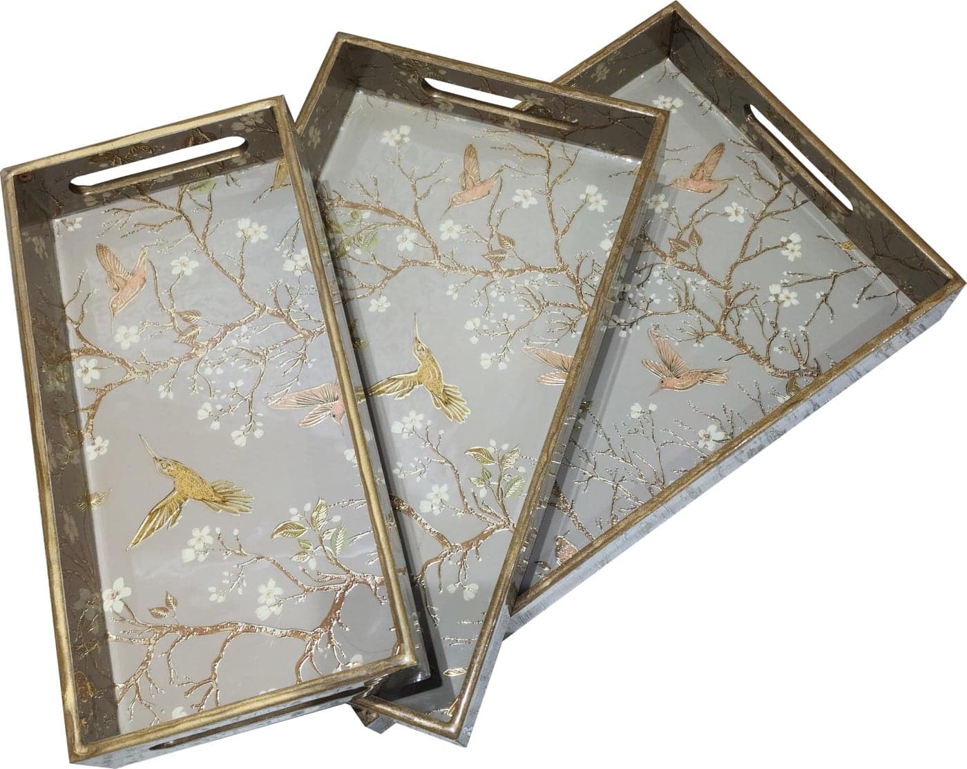 NORI Home Goods Serving Trays, MDF Wooden Tray, Collectible Trays, Hand Crafted Serving Trays for Breakfast, Dining Table Trays for Any Occasion Small, Medium,Large Decorative (Set of 3)