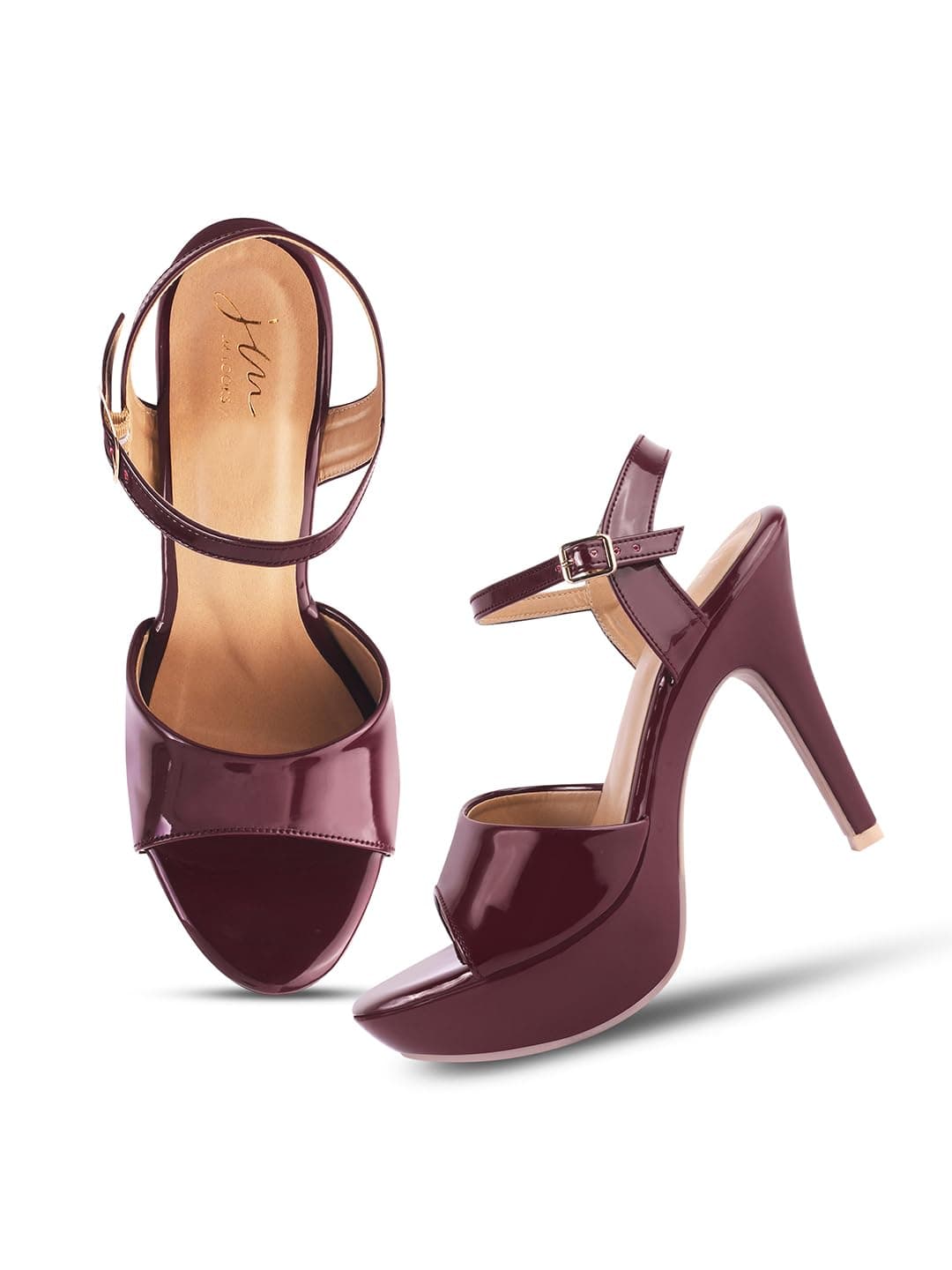 JM LOOKS Women Stylish Pencil Wine Heel Sandal Trendy Party for Womens and Girls