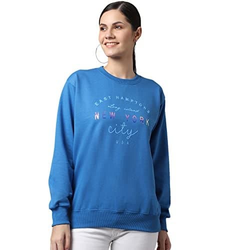 Mack JONNEY Women Regular Fit Cotton Round Neck Sweatshirts(Blue_Medium_Pack of 1)-SW_46_Blue_001-M