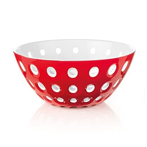Guzzini Le Murrine 9.8" Bowl - Red & White - 3 Color Technology, Chip Resistant & Unbreakable, Reusable, BPA-Free, Cereal, Soup, Fruits - Mixing Bowl for Kitchen Ingredients