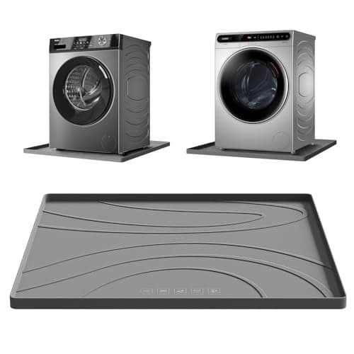 Washing Machine Drain Pan Silicone mat – 26.5x26.5 Inch Non-Slip Waterproof Washer Drip Tray, Anti-Vibration Soft Mat for Under Dryer or Washer, Floor Leak Protector for Laundry Room