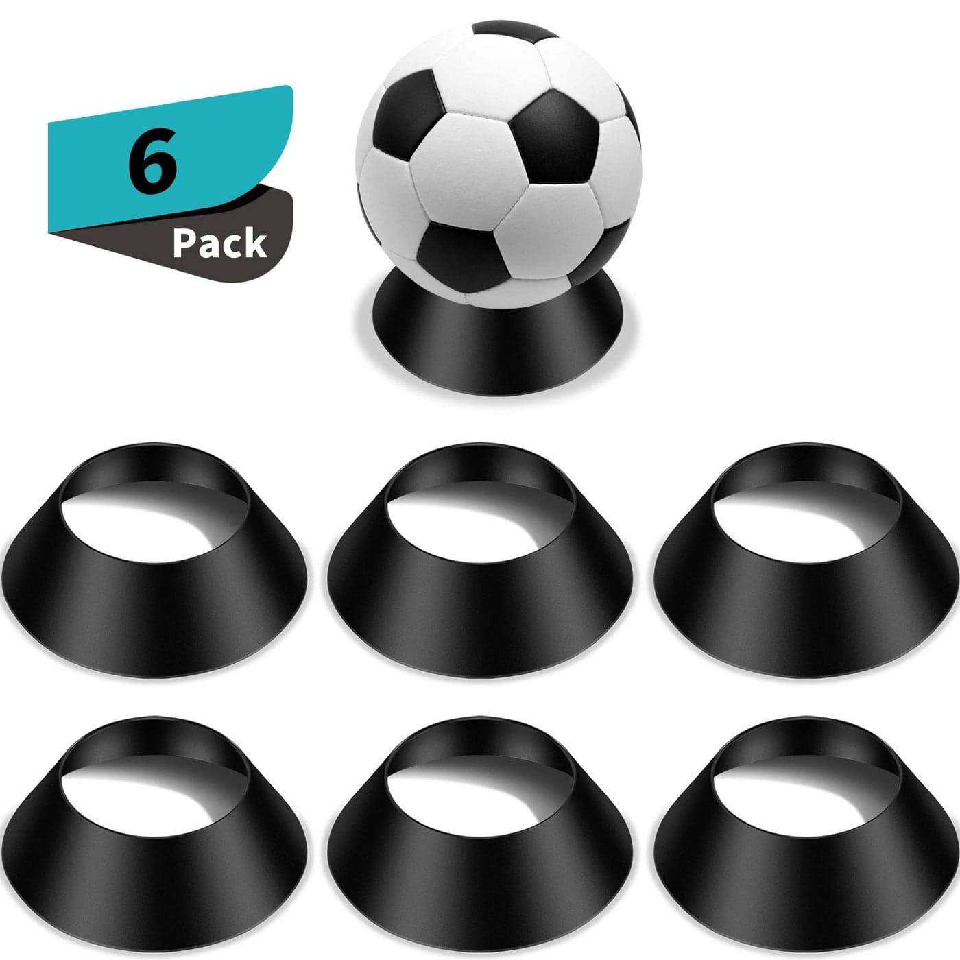 Blulu 6 Pcs Memorabilia Ball Display Stand Pedestal Ball Stand Holder for Soccer Basketball Football Volleyball Softball BowlingBlack
