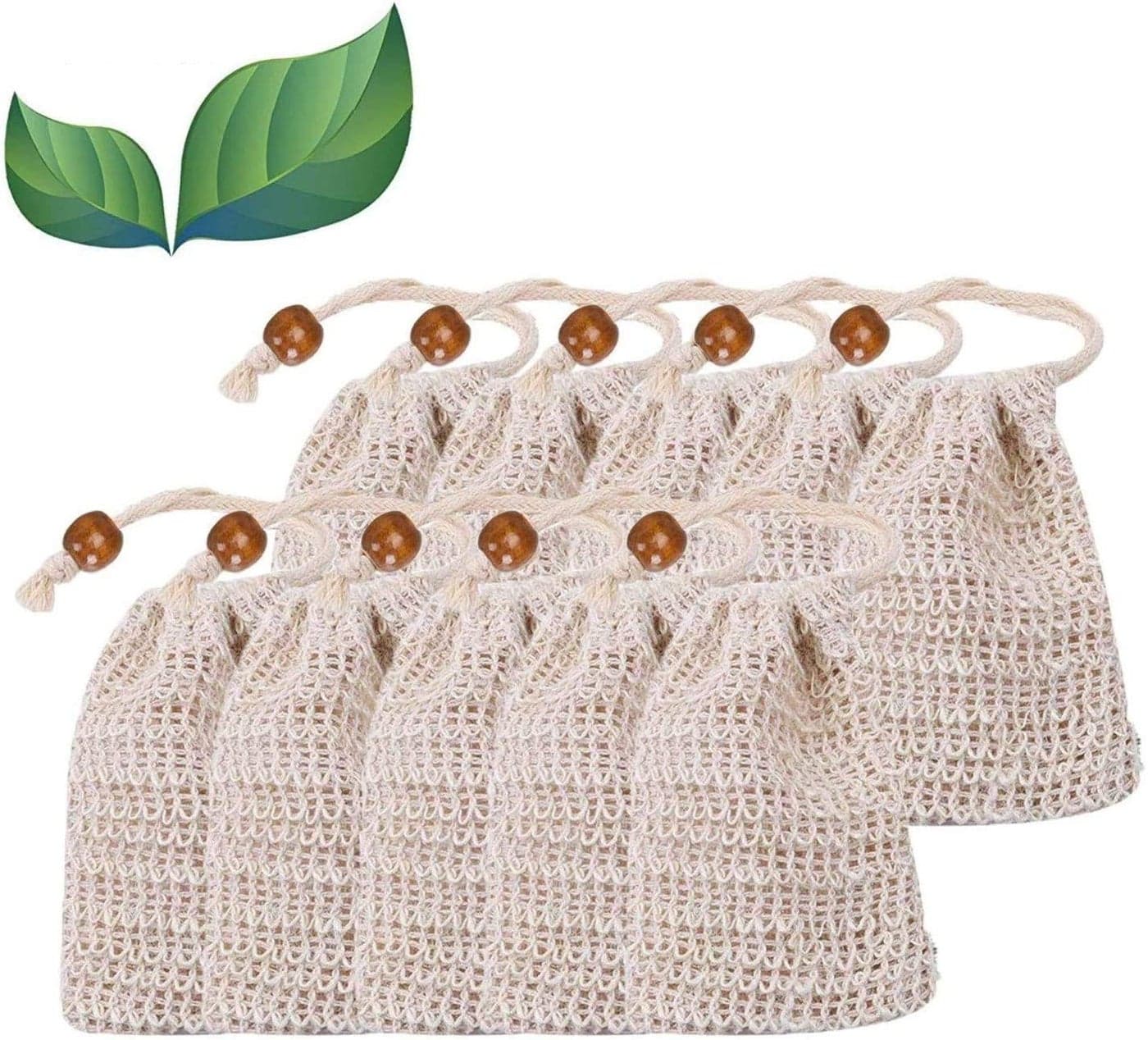 LATERN Sisal Soap Bags 10 Pack Natural Soap Bags with Drawstring Pouch for Foaming Drying Exfoliation Massage