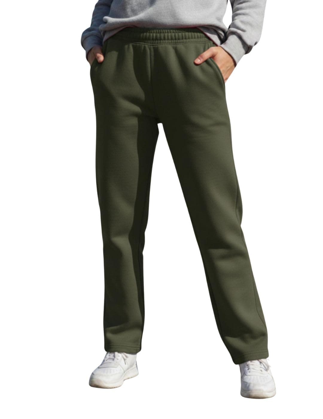 Mack Jonney Women’s Solid Fleece Track Pants | Warm & Durable Casual Lowers | Trendy Lowers-M5346 Olive
