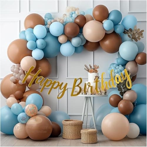 Toys Treasure We Deliver Smiles Happy Birthday Decoration Items 92Pcs Birthday Decoration Kit, Latex Combo - Brown Blue Balloons, Happy Birthday Banner (Card Board) (Brown Blue)