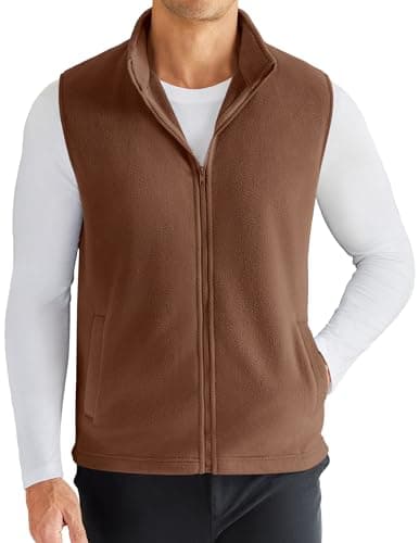 COOFANDY Men's Polar Fleece Vest Lightweight Sleeveless Zip Up Jacket Casual Outerwear Outdoor Golf Vests