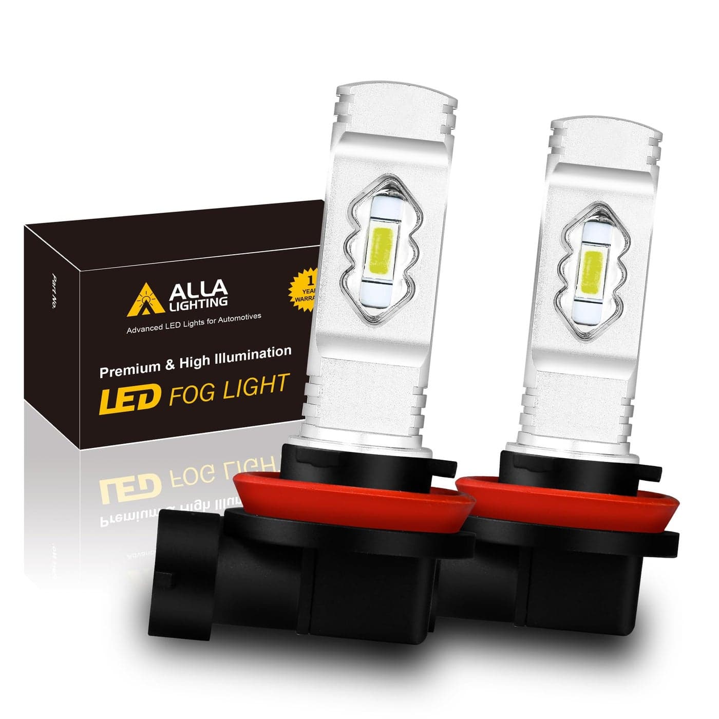 Alla Lighting 3800lm H11 H16 Red LED Fog Lights Bulbs ETI 56SMD Xtreme Super Bright H8 H11 H16 LED Bulbs Replacement for Cars Trucks SUVs Vans