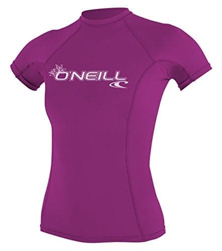 ONeill Womens Basic Skins UPF 50 Short Sleeve Rash Guard Fox Pink L