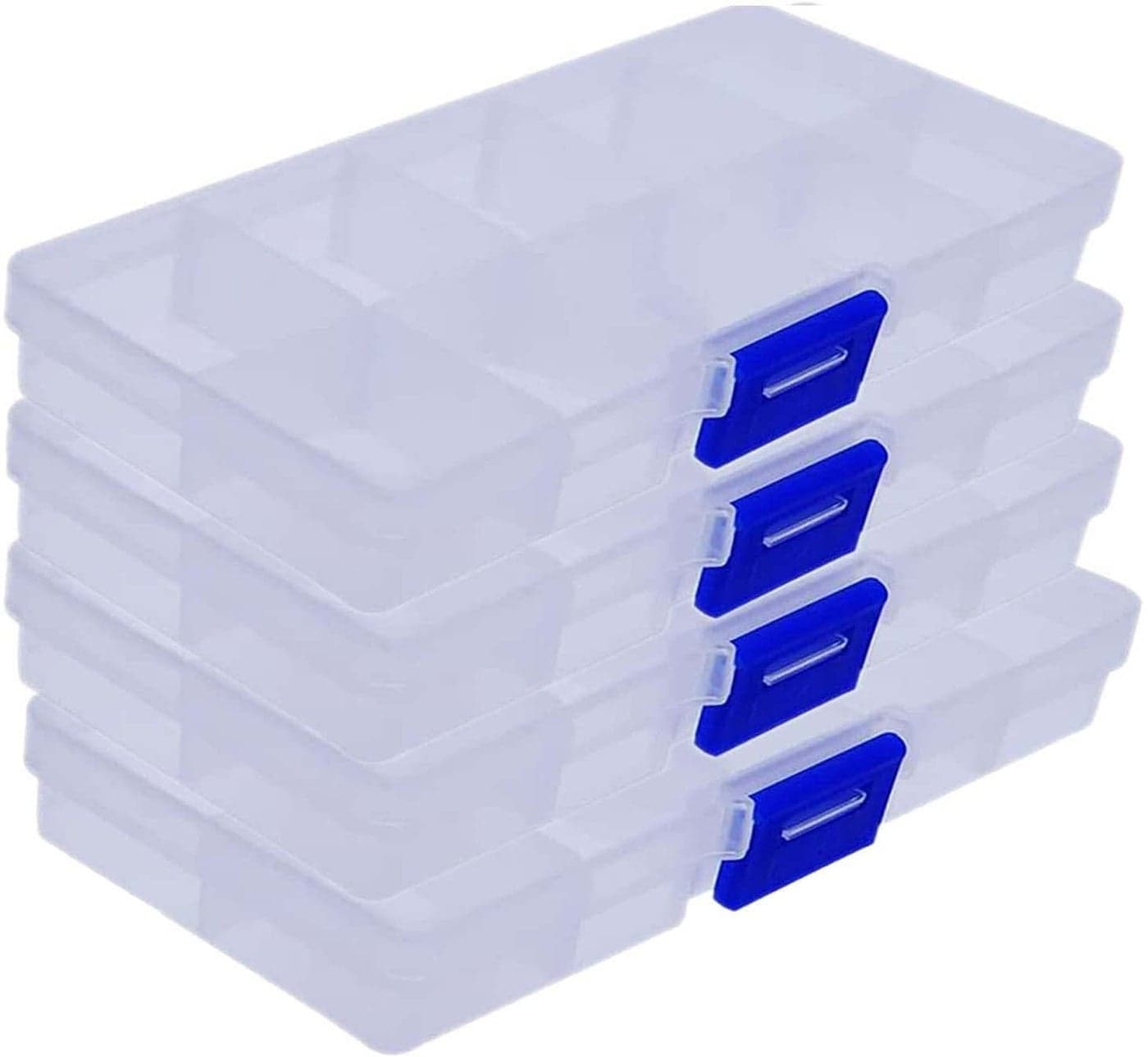 DIY Crafts Pack of 3 Pcs Blue ClearTransparent Jewelry Organizer Adjustable Removable Clear Plastic 10Grid Jewelry Organizer Divider StPack of 3 Pcs Blue ClearTransparent
