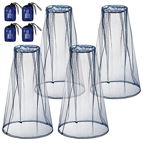 HESTYA 4 Pack Mosquito Net Face Mesh Protecting Net for Outdoor Hiking Camping Climbing Mosquito Fly Insects Preventing(Blue)