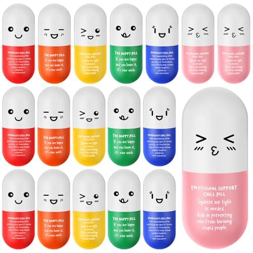 Arrowbash 30 Pcs Pill Stress Ball Pharmacy Technician Gift for Pharmacist Nurses Doctor Pill Shaped Foam Inspirational Coworker Employee Stress Ball with Cute Cartoon Emotion Face Emergency