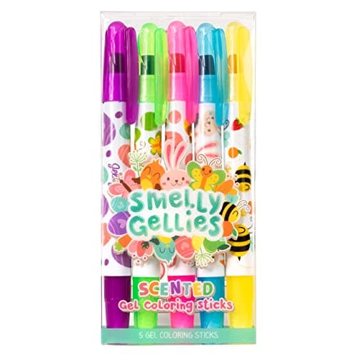 Scentco Spring Smelly Gellies - Patented Gourmet Scented Glidewrite Gel Coloring Sticks, Crayons, Highlighters - 5 Count - Gifts for Kids