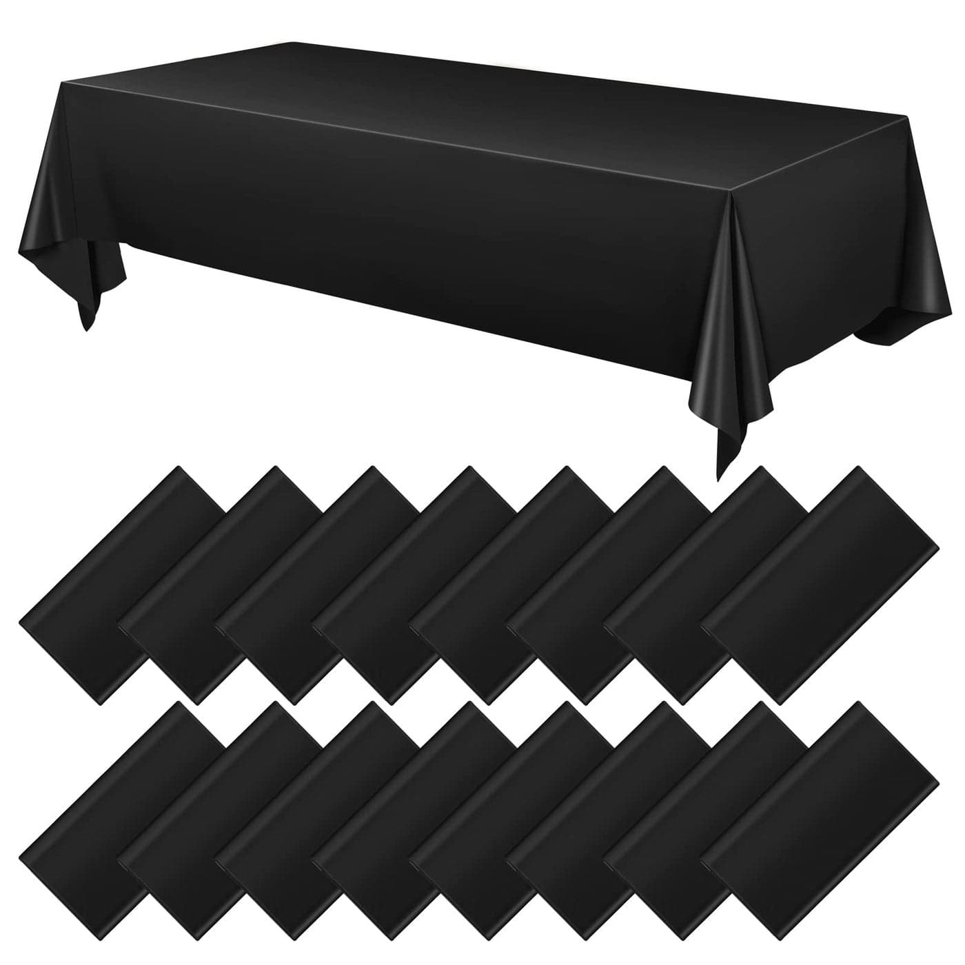 Moukeren 16 Pack Plastic Tablecloths Bulk 54 x 108 Inch Disposable Rectangle Table Covers Waterproof Party Table Cloths for Indoor or Outdoor Events Birthday Party Decor Supplies Black