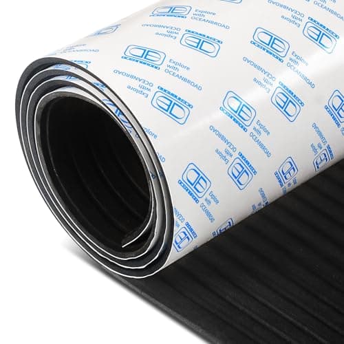 OCEANBROAD Boat Flooring 48x16 SelfAdhesive Strip Cut Grooves EVA Foam Sheet NonSlip Traction Pad for Boats Decking Surfboard SUP Paddleboard Kayak Black