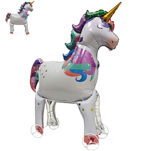 SelfStanding Unicorn Animal Foil Balloons Walking With Wheels for Metallic Party Rainbow Party Decorations Supplies