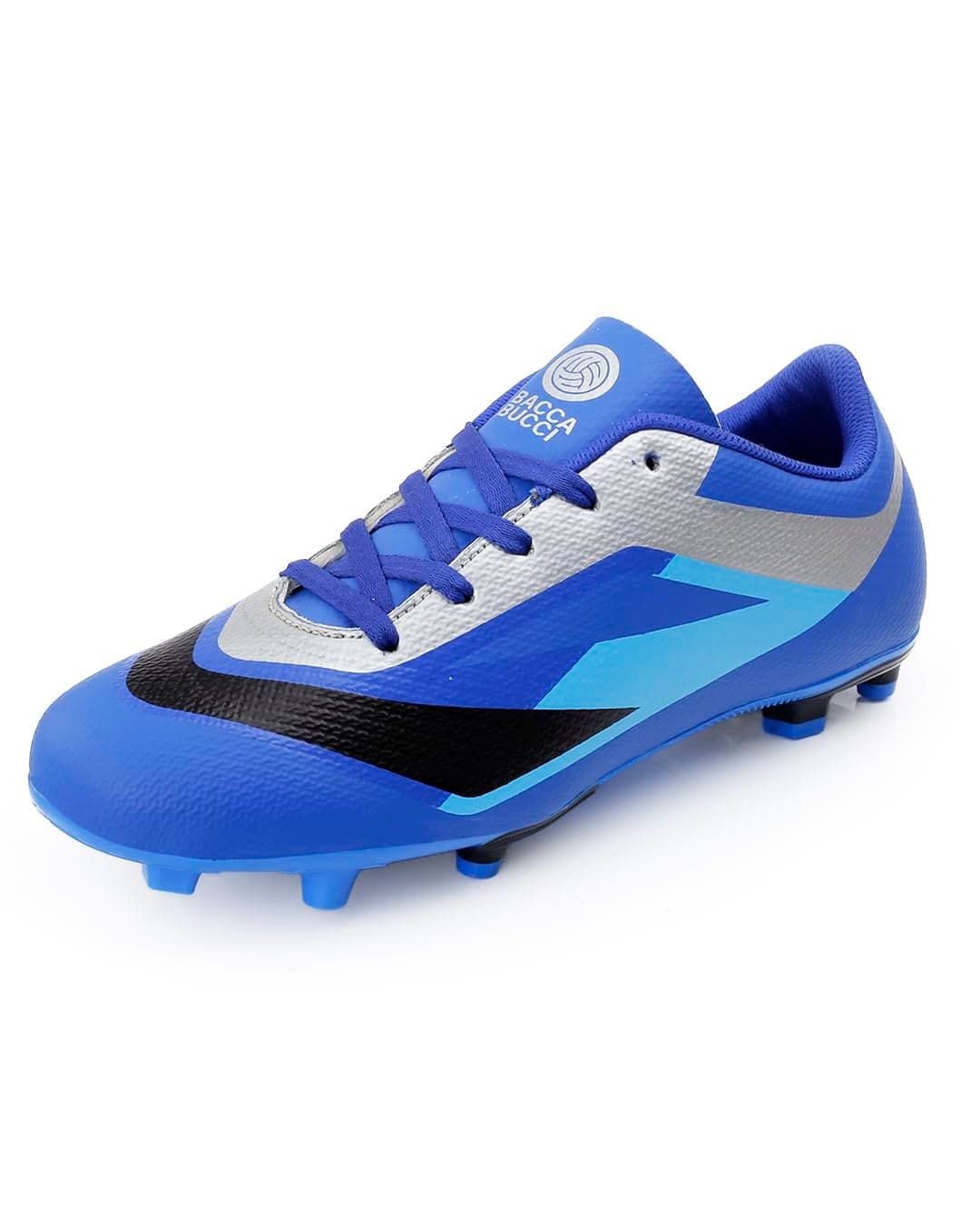 Bacca Bucci “Strike X” Firm Ground Football Shoes | Lightweight Soccer Cleats with High-Traction Studs Hyped Blue UK 9