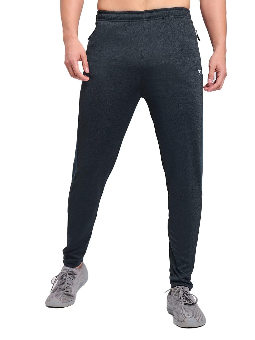 TECHNOSPORT Men's Slim Fit Active Track Pant - (MPOR19DCMXLR_Dark Carbon Mel_XL) Pack of 1