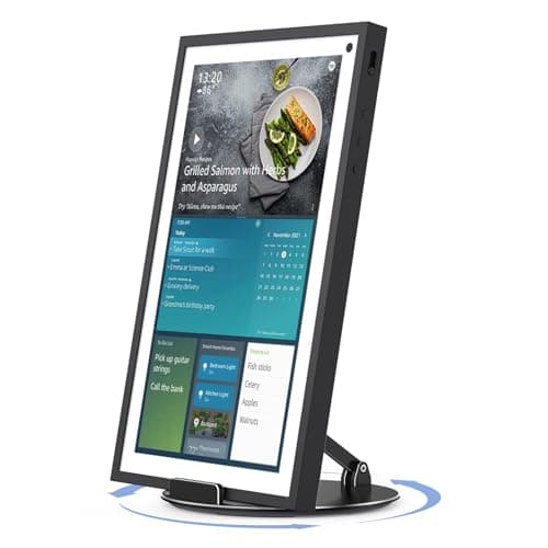 Almoz Swivel and Tilt Stand for Echo Show 15, Aluminum Stand for Show 15.6" Smart Display and Up to 18" iPad/Tablets, with 360 Degree Rotating Base, Viewing Angle Adjustable, No Need Mounting (Black)