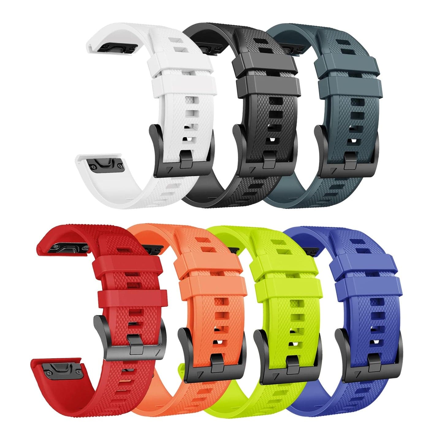 ANCOOL for Fenix 5/Fenix 6/Fenix 7 Band 22mm Silicone Watch Band for Fenix 8 Fenix E 47mm/Fenix 5 Plus/Fenix 6 Pro/Fenix 7 Pro/Forerunner 935(7pcs Set)