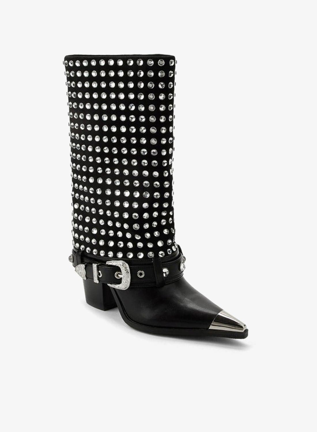 Womens Embellished Block Heel High Shaft Boots