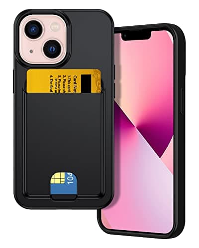 Petocase for iPhone 13 Wallet Case,Card Holder Slot Ultra Bling Slim Clear Flexible TPU Soft Silicone Protective Phone Case Cover for Apple iPhone 13 6.1inch Black