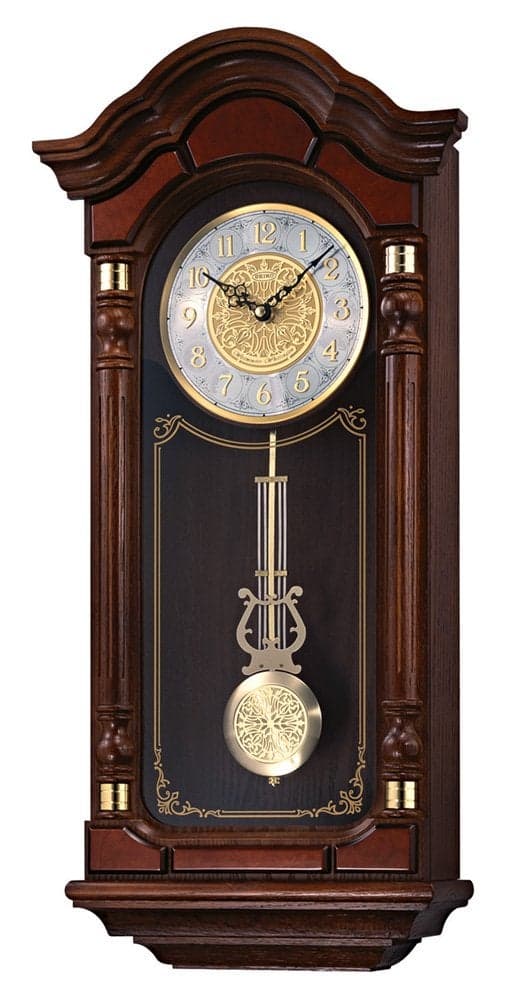 Seiko QXH004BLH Oak Wood Pendulum Wall Clock with Chimes Dark Brown 28 x 125 x 6 Inches