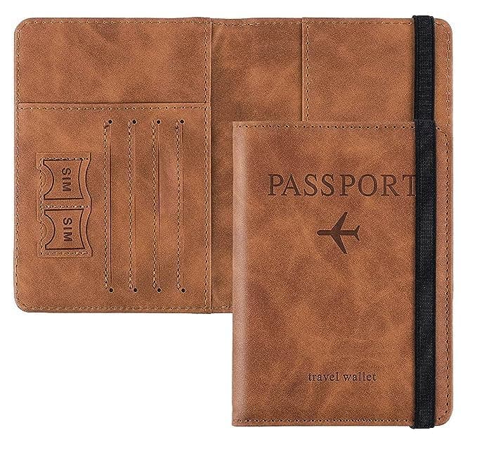 Stealodeal Passport Holder Travel Wallet Organiser, Passport Case with PU Leather Travel Document Holder for Men & Women Travel Accessories (Brown)