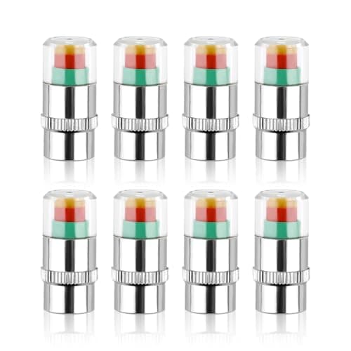 8pcs Tire Pressure Monitor Valve Stem Caps 3Color Eye Alert Monitoring Caps Covers 24Bar 36PSI Tire Pressure Sensor Indicator Compatible with Most Vehicle Models