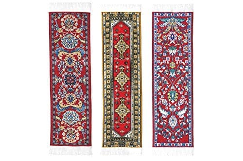 Eunoia Collections Oriental Bookmarks - Antique Red Collection - 3 Designs - Beautiful, Elegant, Woven Cloth Bookmarks! & Stocking Stuffers for Men, Women, Teachers & Librarians