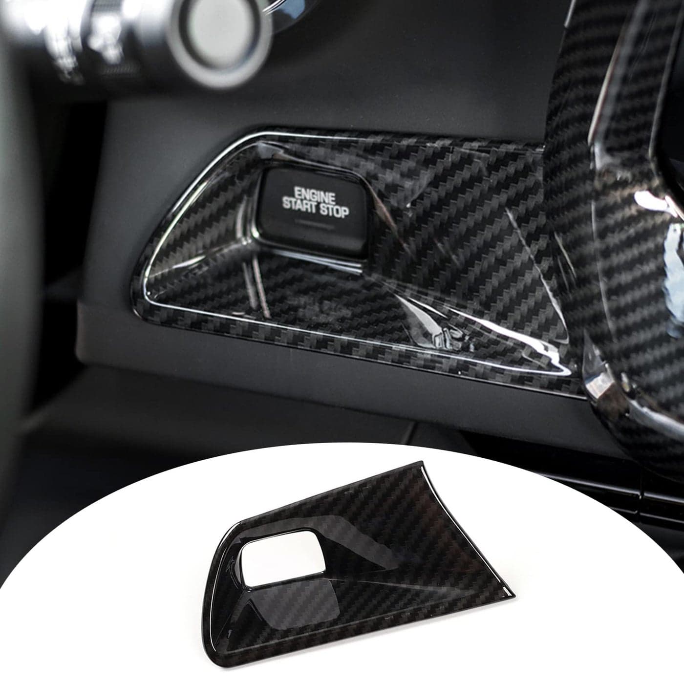 RTTCZ Engine StartStop Button Center Console Dashboard Button Switch Cover Trim Interior Decoration Accessories for Chevrolet Camaro 20172022 Carbon Fiber Grain