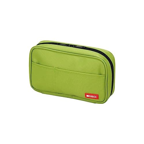 LIHIT LAB Large Capacity Zipper Pencil Case For School Office College, Big Capacity 4 Compartments Pencil Bag Holder Adults Teen Boys Girls, Travel Cosmetics Storage, Yellow Green (A7551-6)